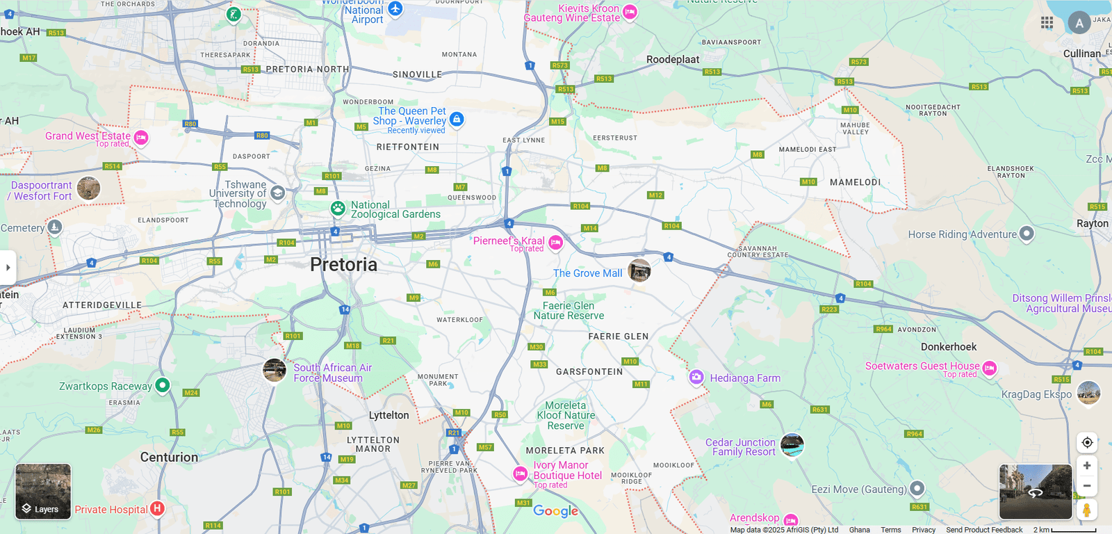 Map of Pretoria Suburbs